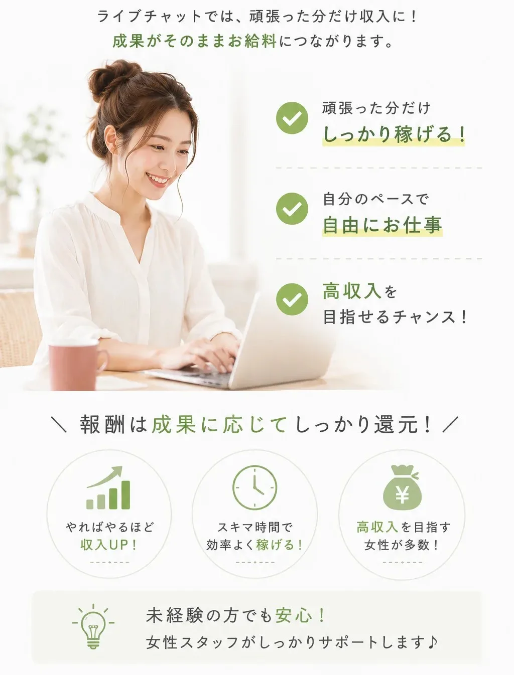 チャットレディの報酬について｜頑張った分だけしっかり稼げる・自由にお仕事・高収入を目指せるチャンス