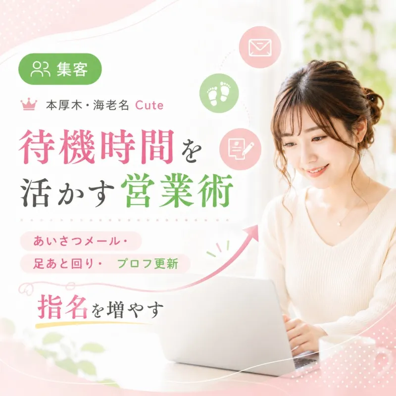 本厚木・海老名Cute|待機時間を活かす営業術|あいさつメール・足あと回り・プロフ更新で指名を増やす